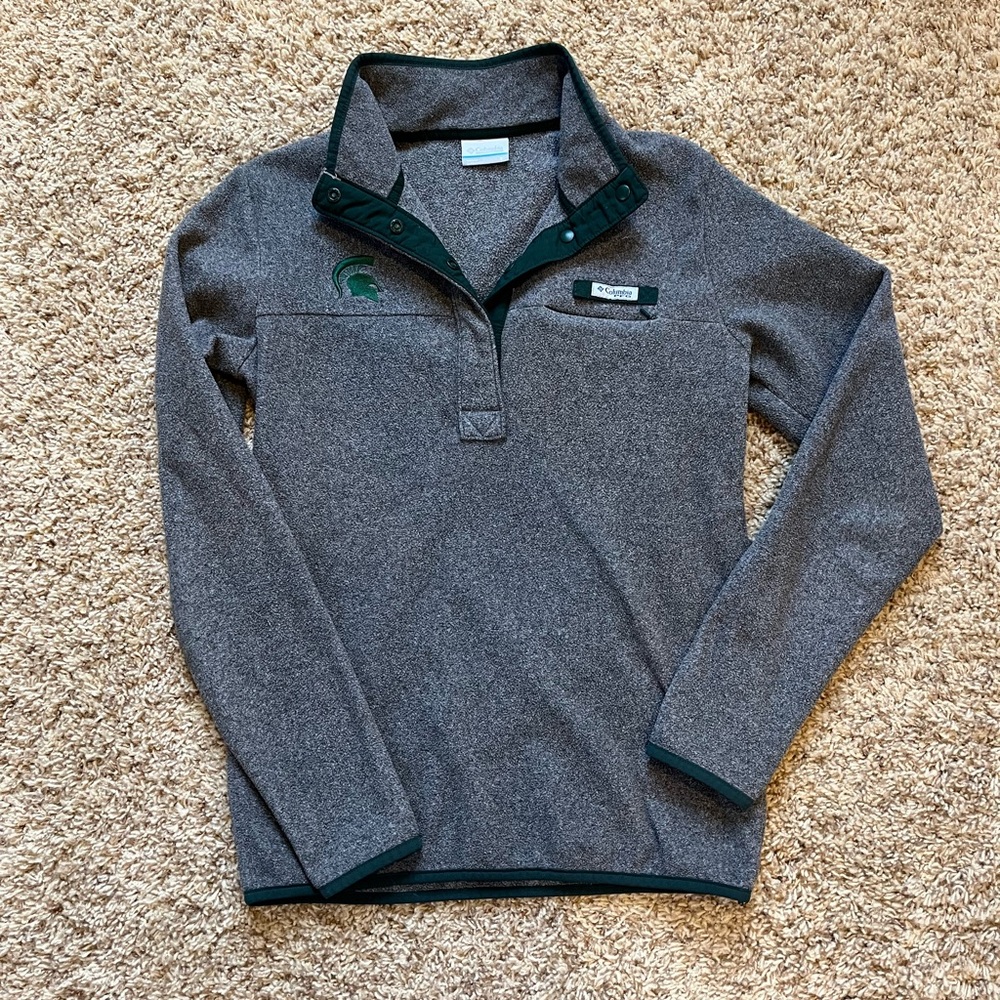 Women’s Columbia Button Up Fleece Michigan States University Embroidery.